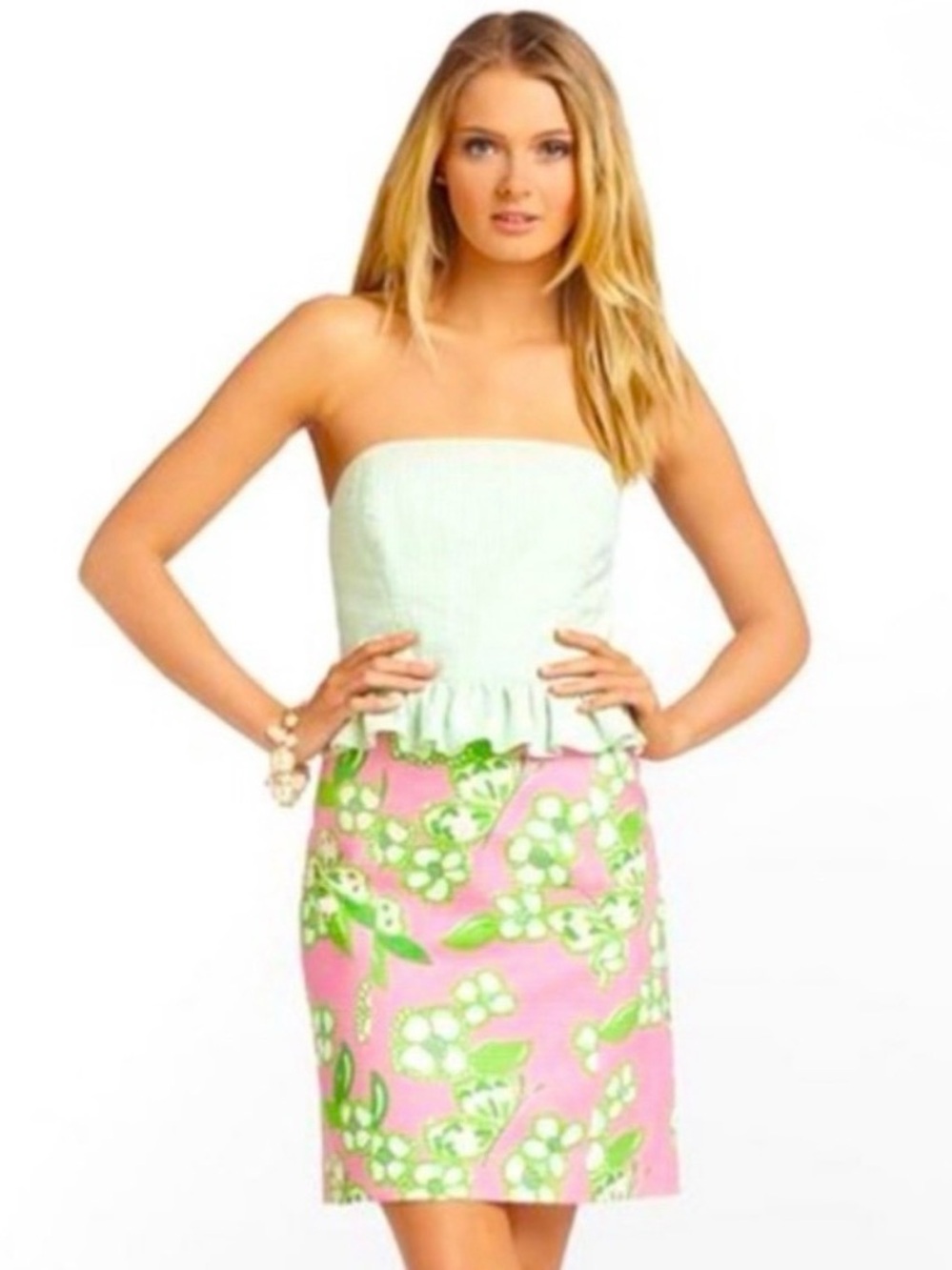Lowe Strapless Dress in Pretty Pink Tootie